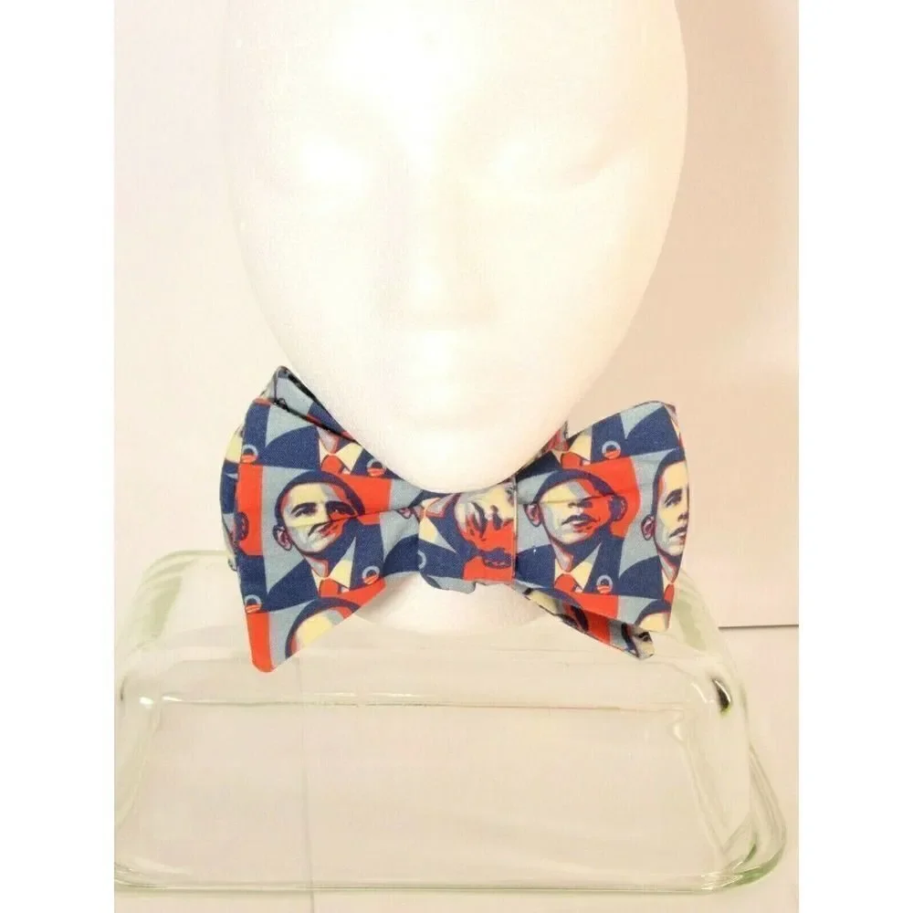 Democrat Barack Obama Bow Tie‎ Campaign Art Deco Hand Made Hook Loop Rare